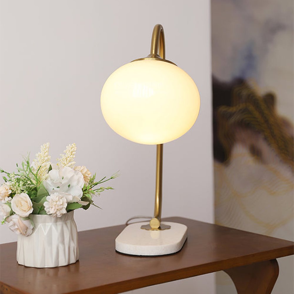 Modern Metal Glass Table Lamp | Sleek Iron & Marble Design