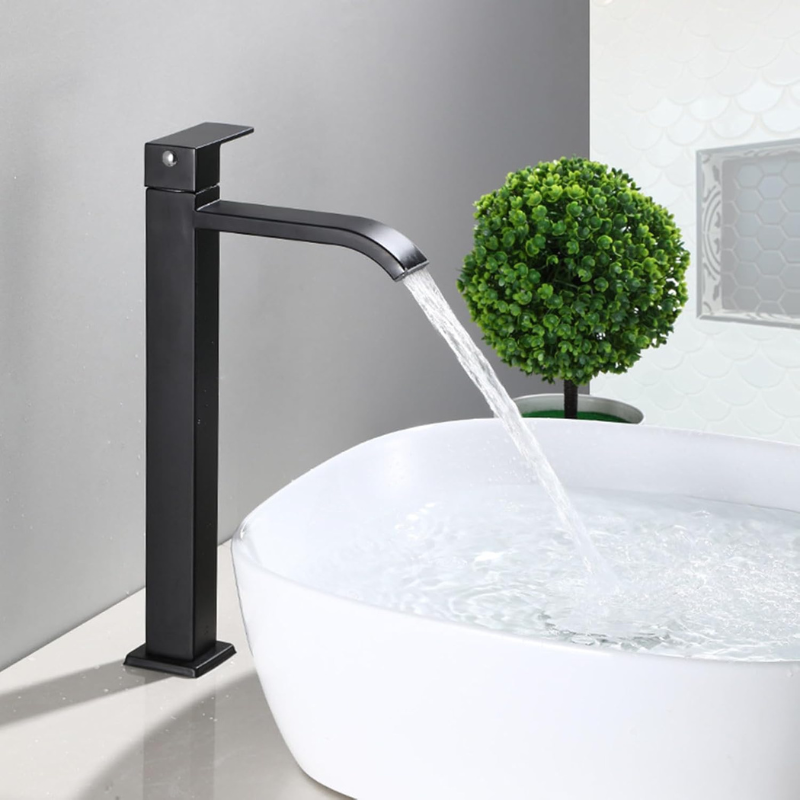 Black Cold Water Single Faucet | Sleek and Modern for Sink Mounting