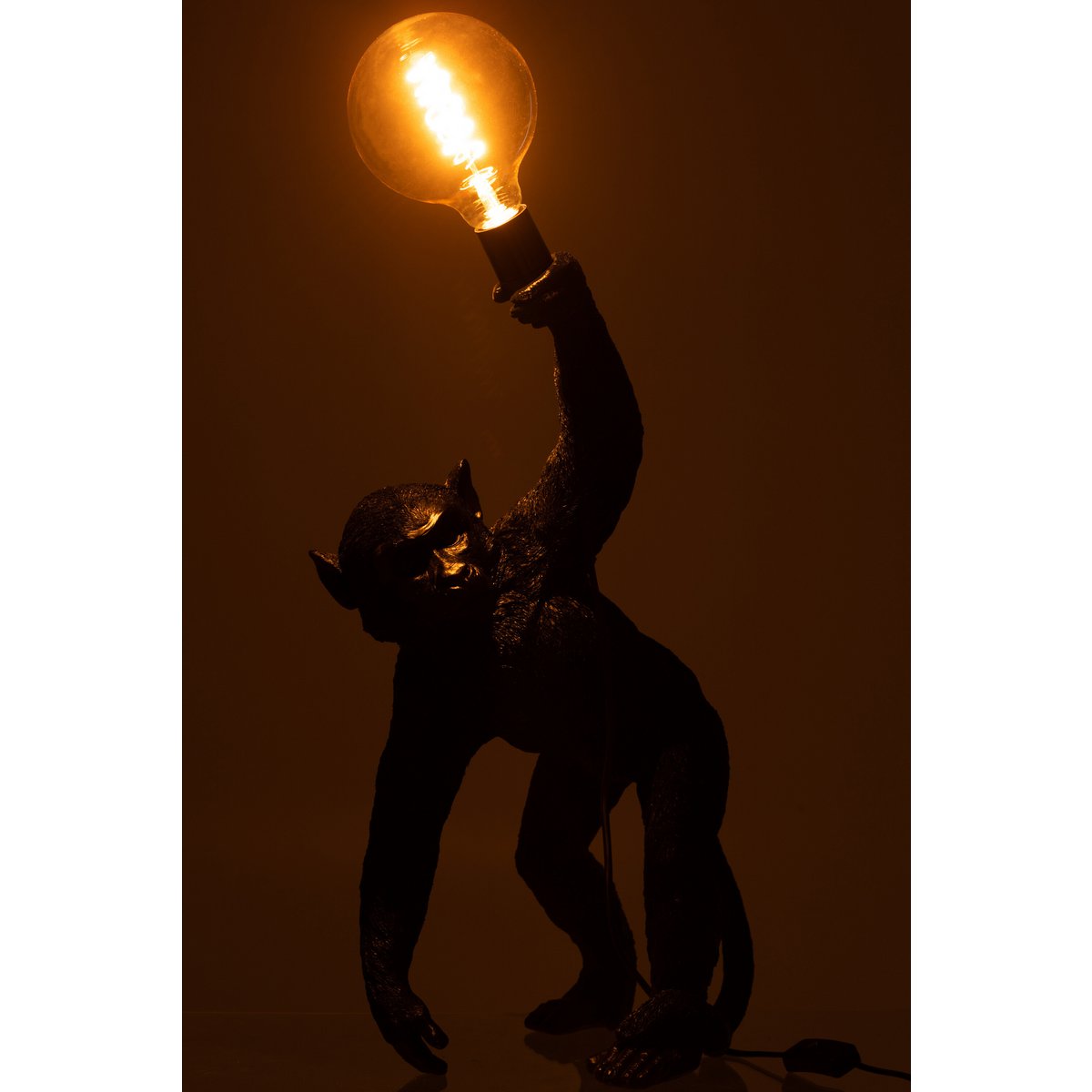 J-Line Bending Monkey Lamp - Polyresin - Black