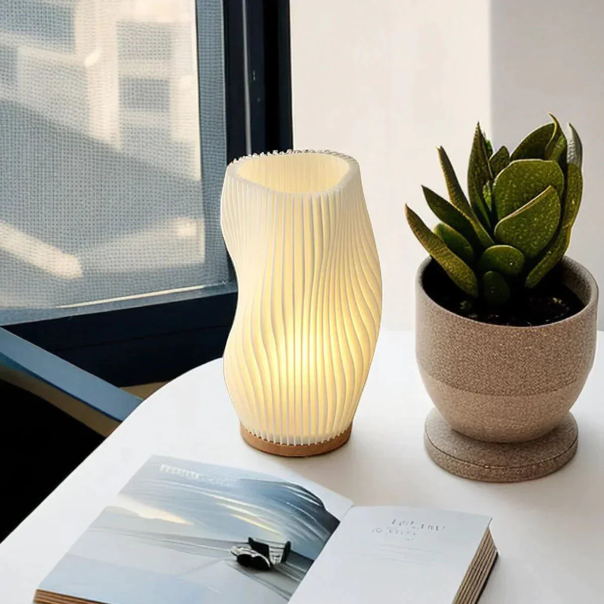 Wellenkamm Lamp | Wave Pattern Light, Adjustable Brightness, Modern Home Decor