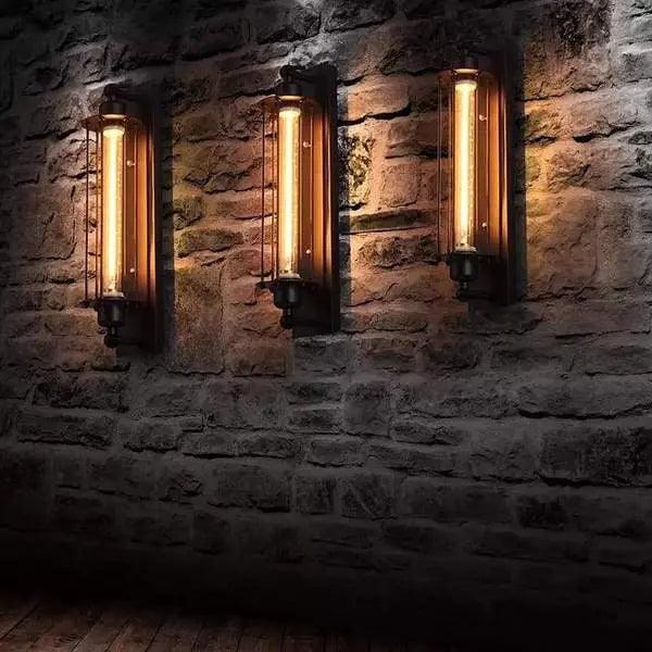 Vintage Bar Wall Light | Industrial E27 LED, Black Iron