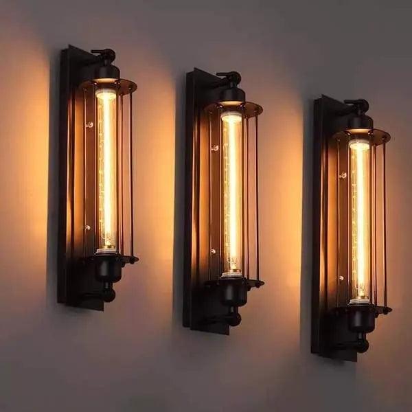 Vintage Bar Wall Light | Industrial E27 LED, Black Iron