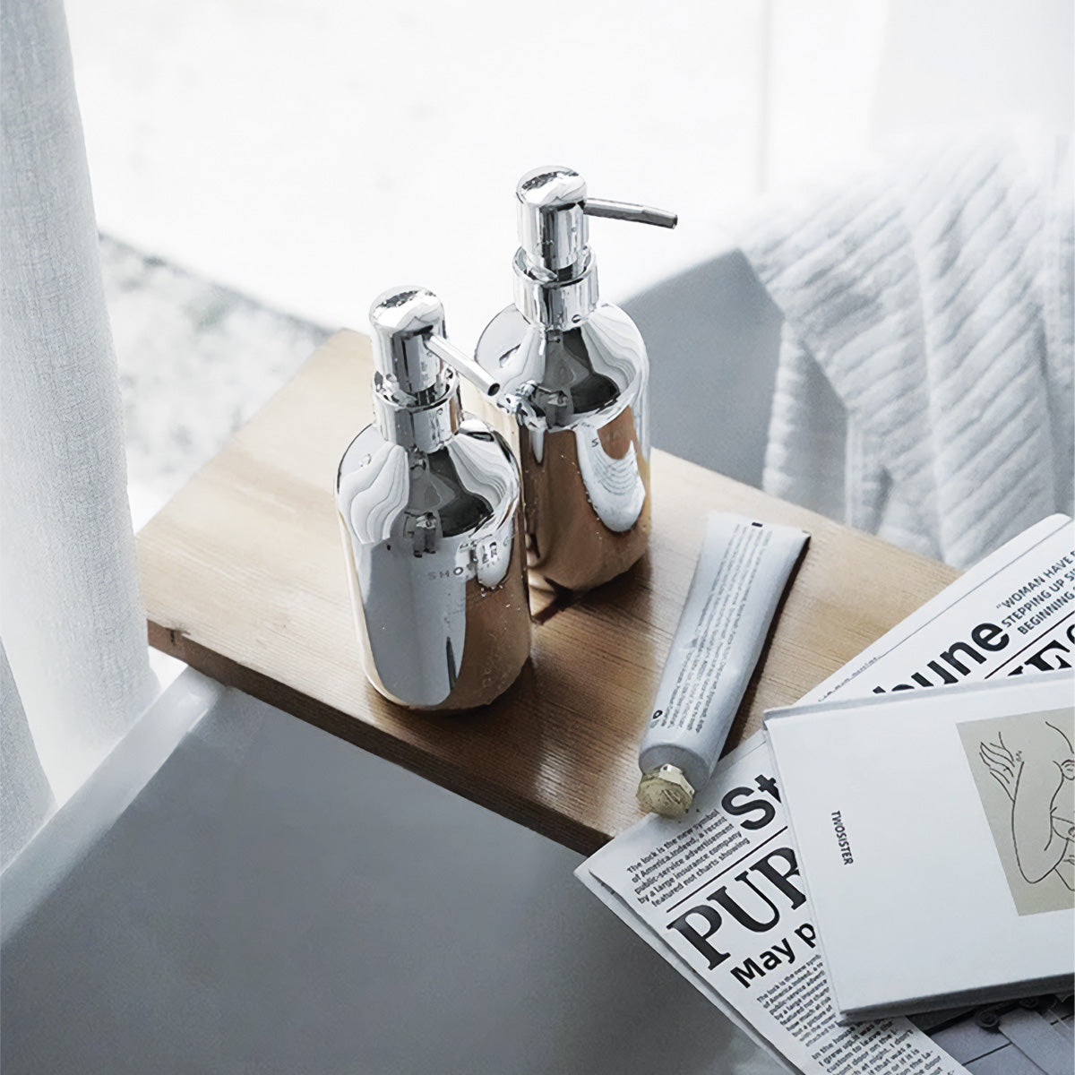 Chrome Soap Pump Set | Modern Design, Stylish Bathroom Accessory