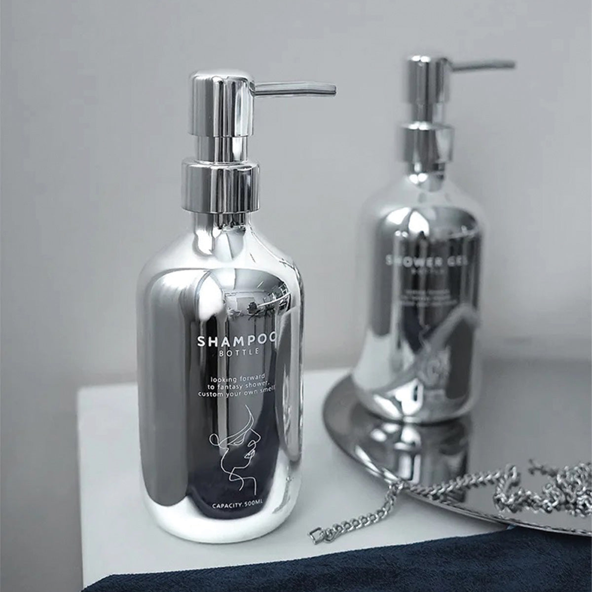 Chrome Soap Pump Set | Modern Design, Stylish Bathroom Accessory