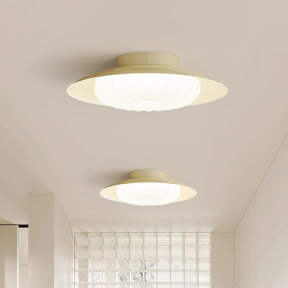 Modern Cream Semi | Flush Mount Ceiling Light – LED Compatible