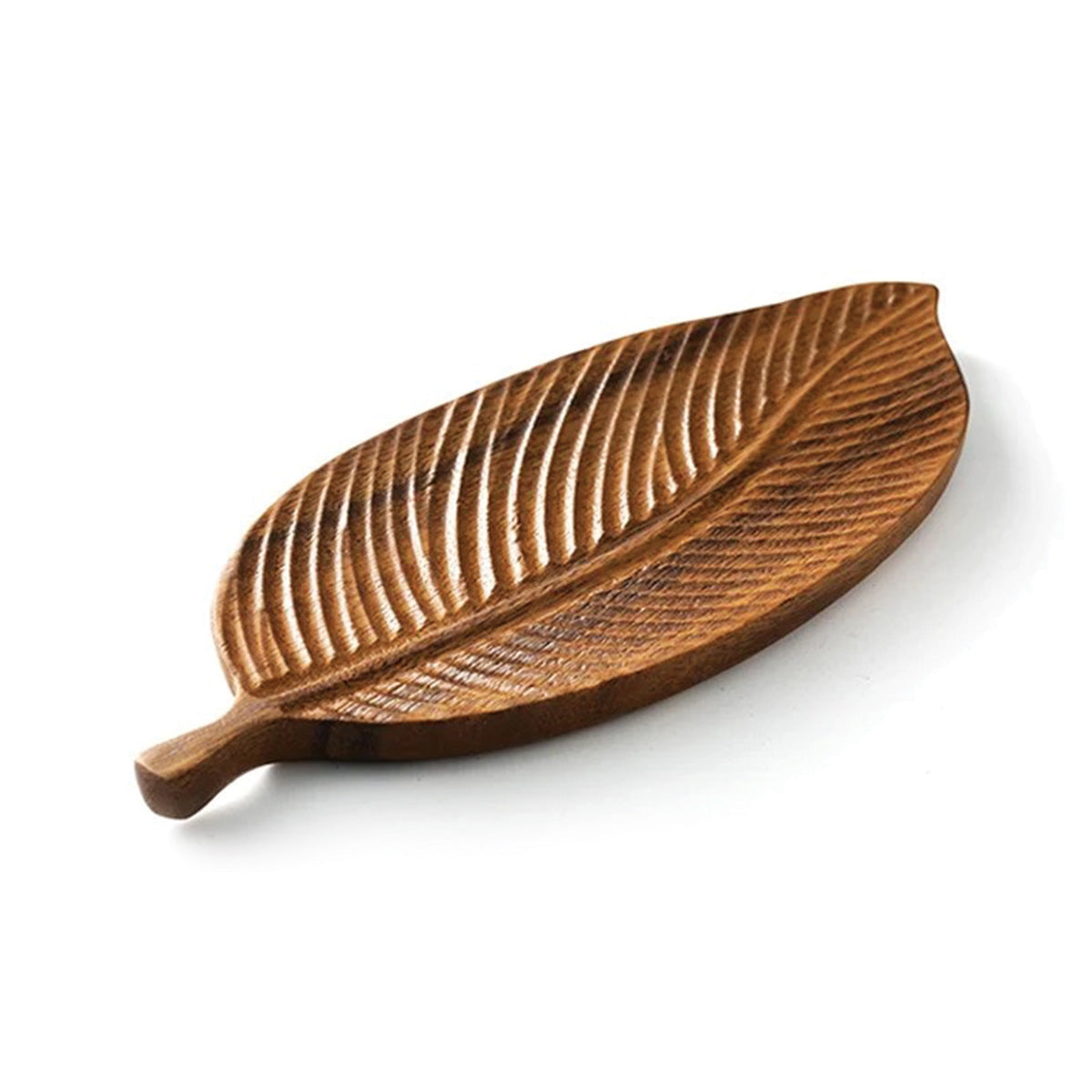 Dark Walnut Tray with Leaf Design | Elegant Wood Serving Tray