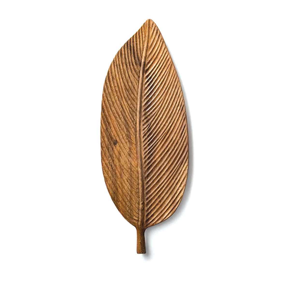 Dark Walnut Tray with Leaf Design | Elegant Wood Serving Tray