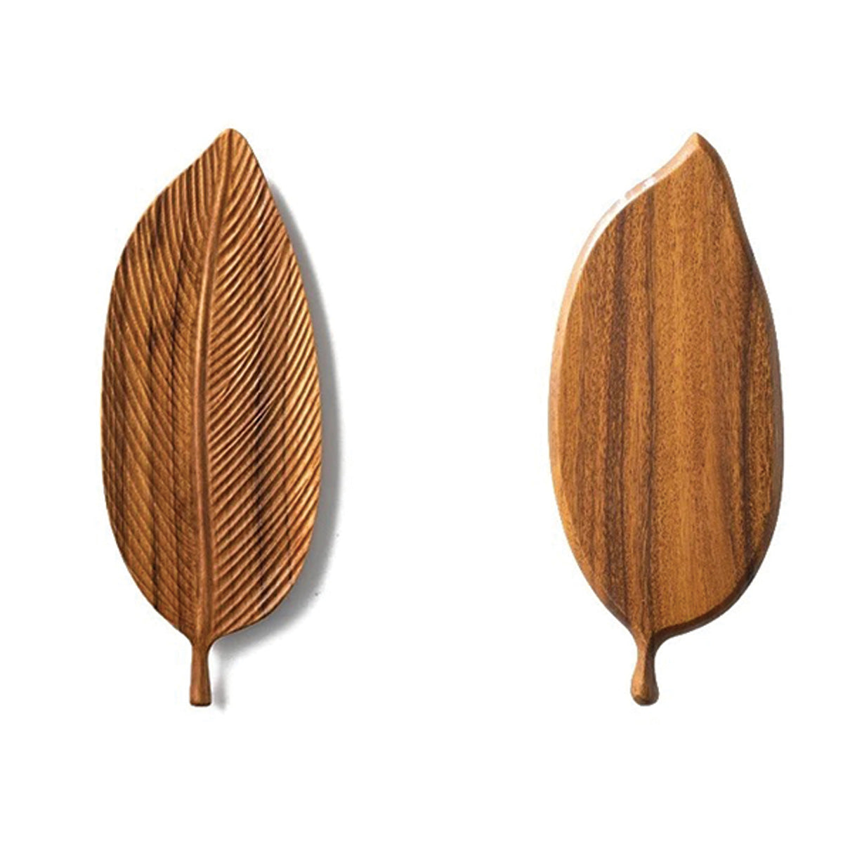 Dark Walnut Tray with Leaf Design | Elegant Wood Serving Tray