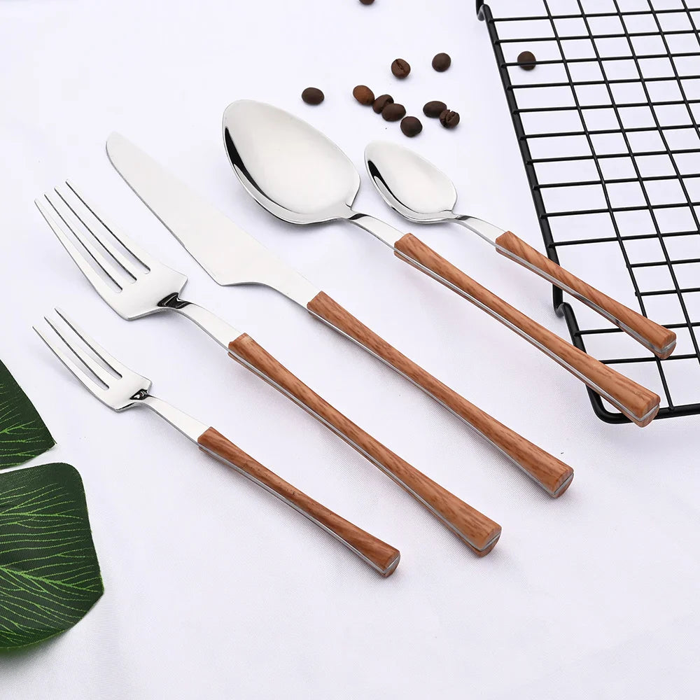 RusticDining | Stainless Steel Cutlery with Wooden Handles