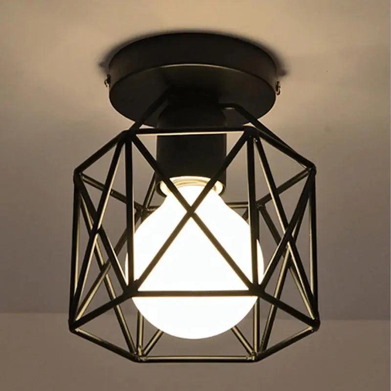 Sleek Black Cage Light | Metal Design, E27 Base, LED Compatible