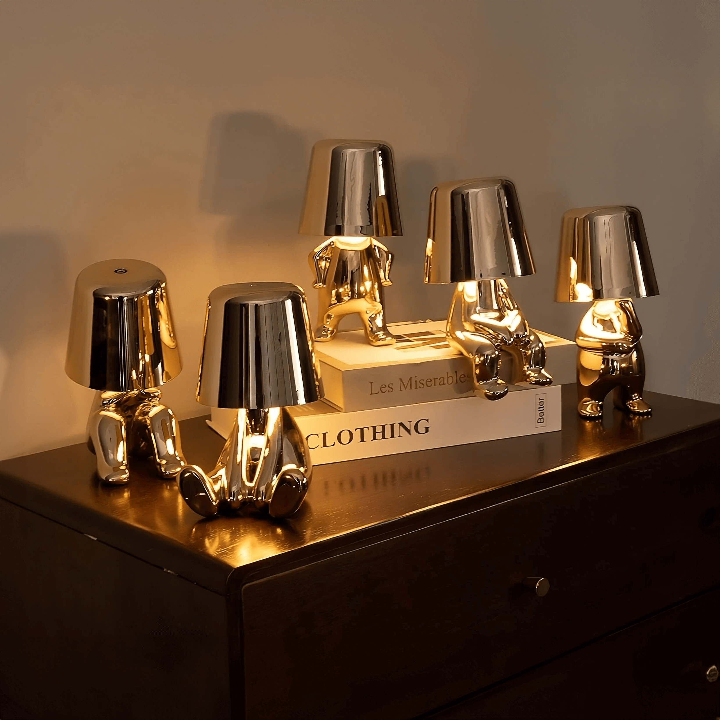 Golden USB Rechargeable Table Lamps | Dimmable Resin Lamps