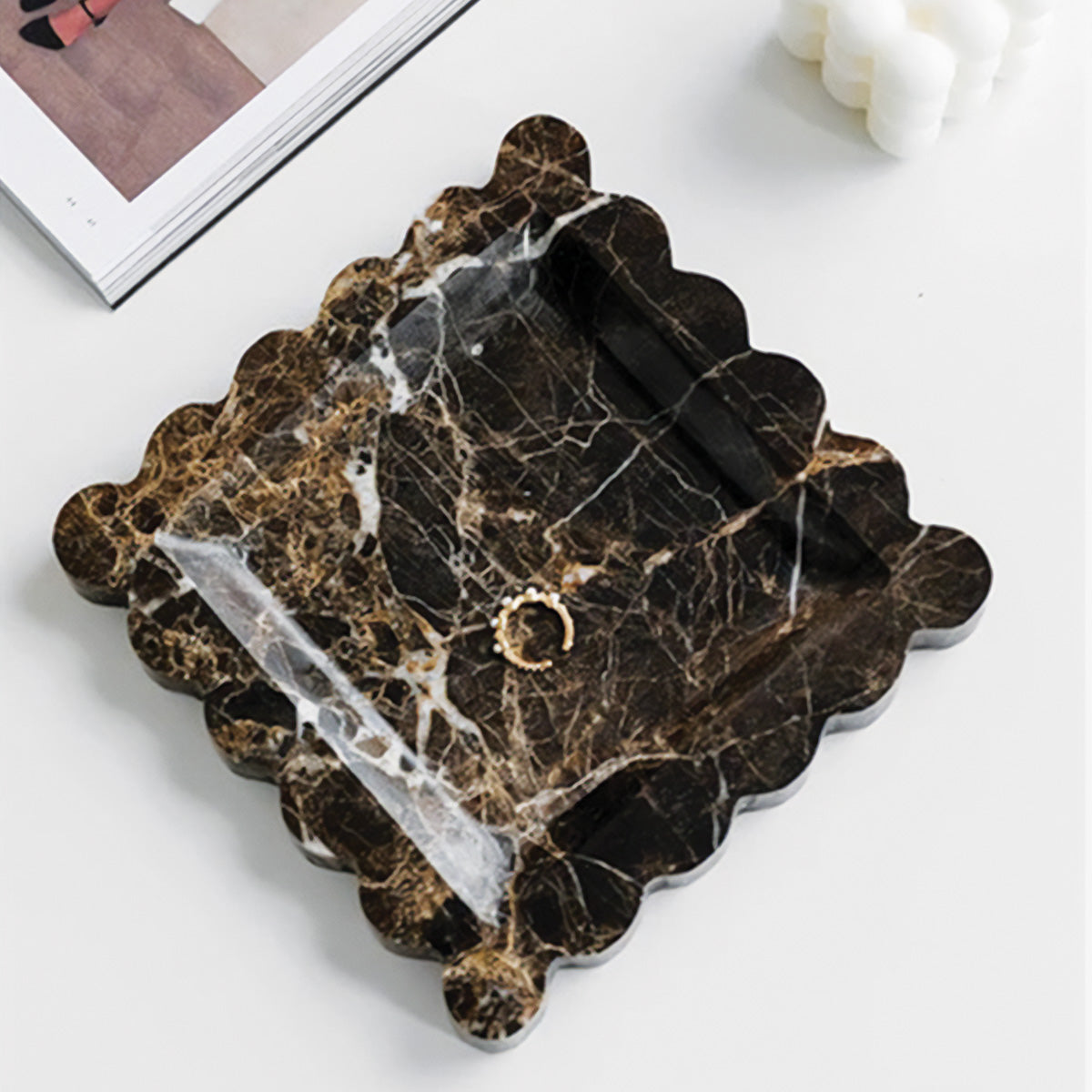 Marble Trays with Wavy Edges | Elegant Stone Serving Ware