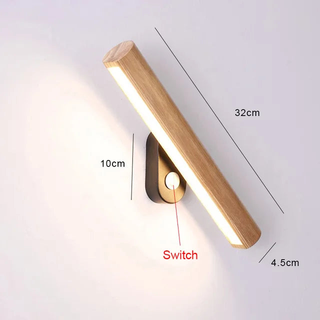 WoodGlow - Wooden LED Bedroom Wall Light