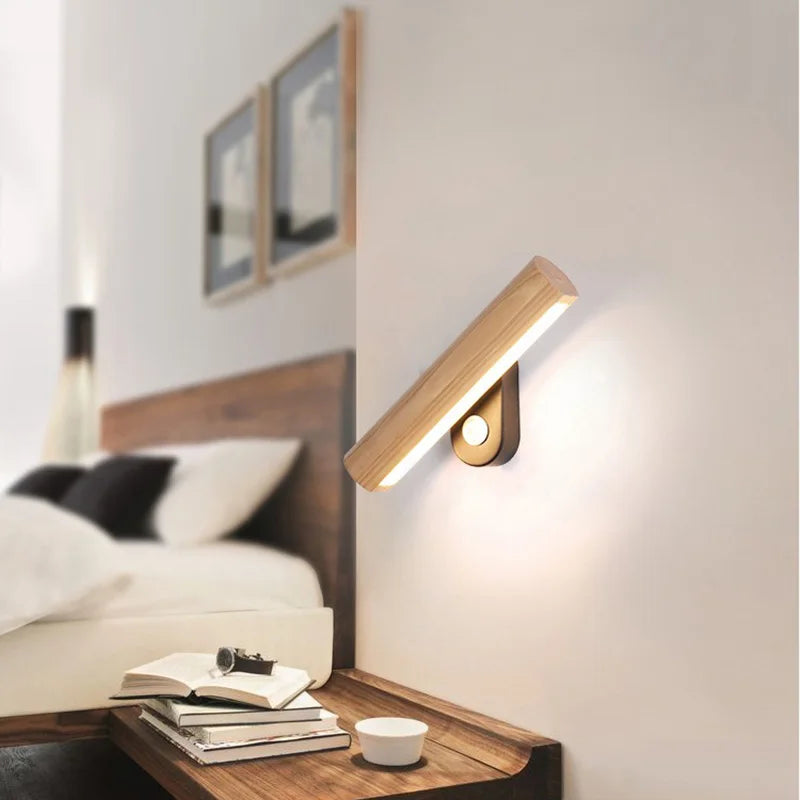 WoodGlow - Wooden LED Bedroom Wall Light