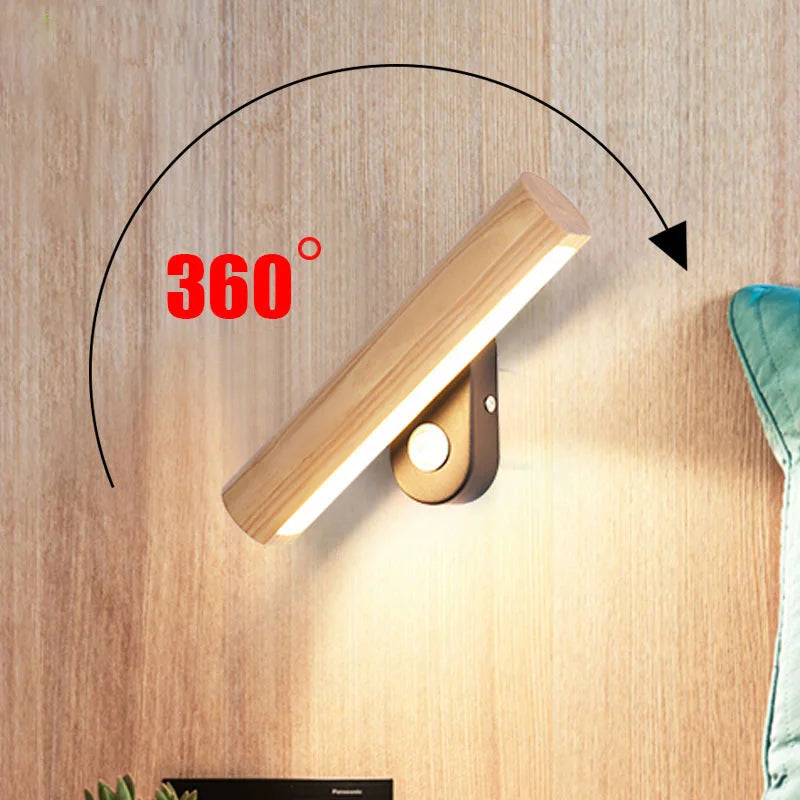 WoodGlow - Wooden LED Bedroom Wall Light