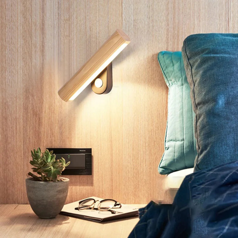 WoodGlow - Wooden LED Bedroom Wall Light