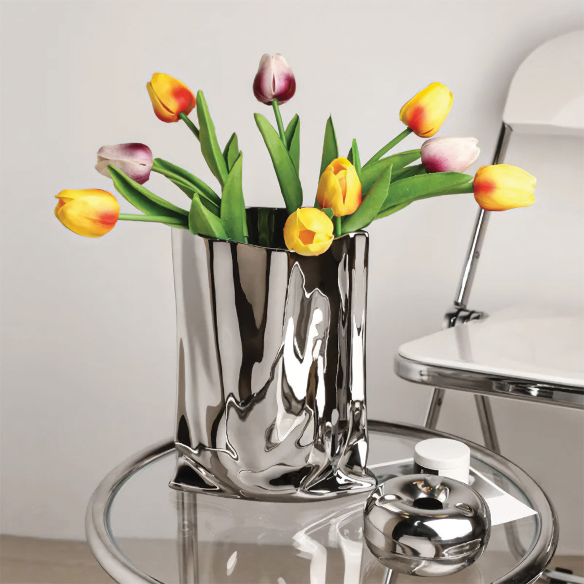 Pleated Flower Vase | Contemporary Decor, Ideal for Any Room