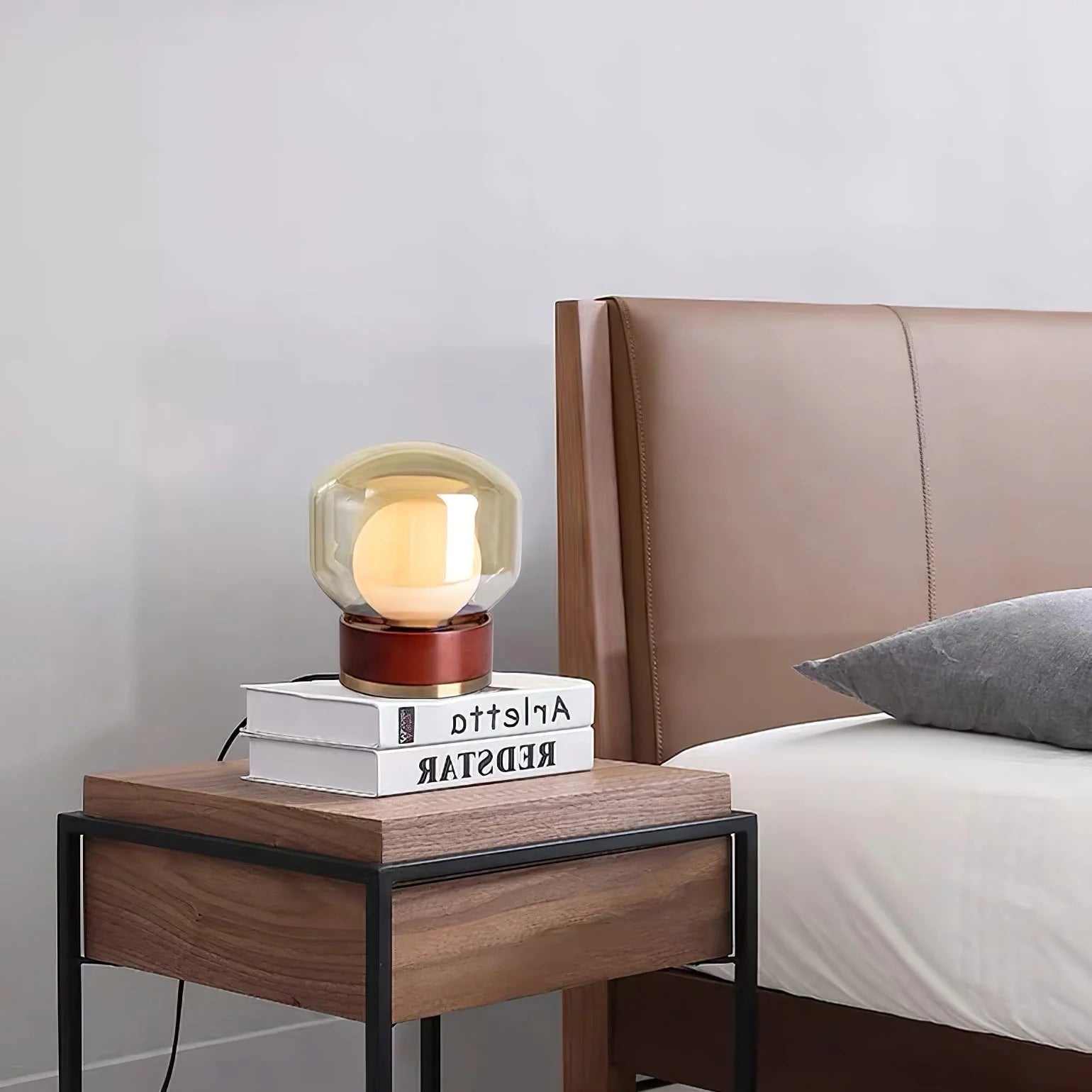 Modern Table Lamp |  Metal Base, LED, Glass Shade