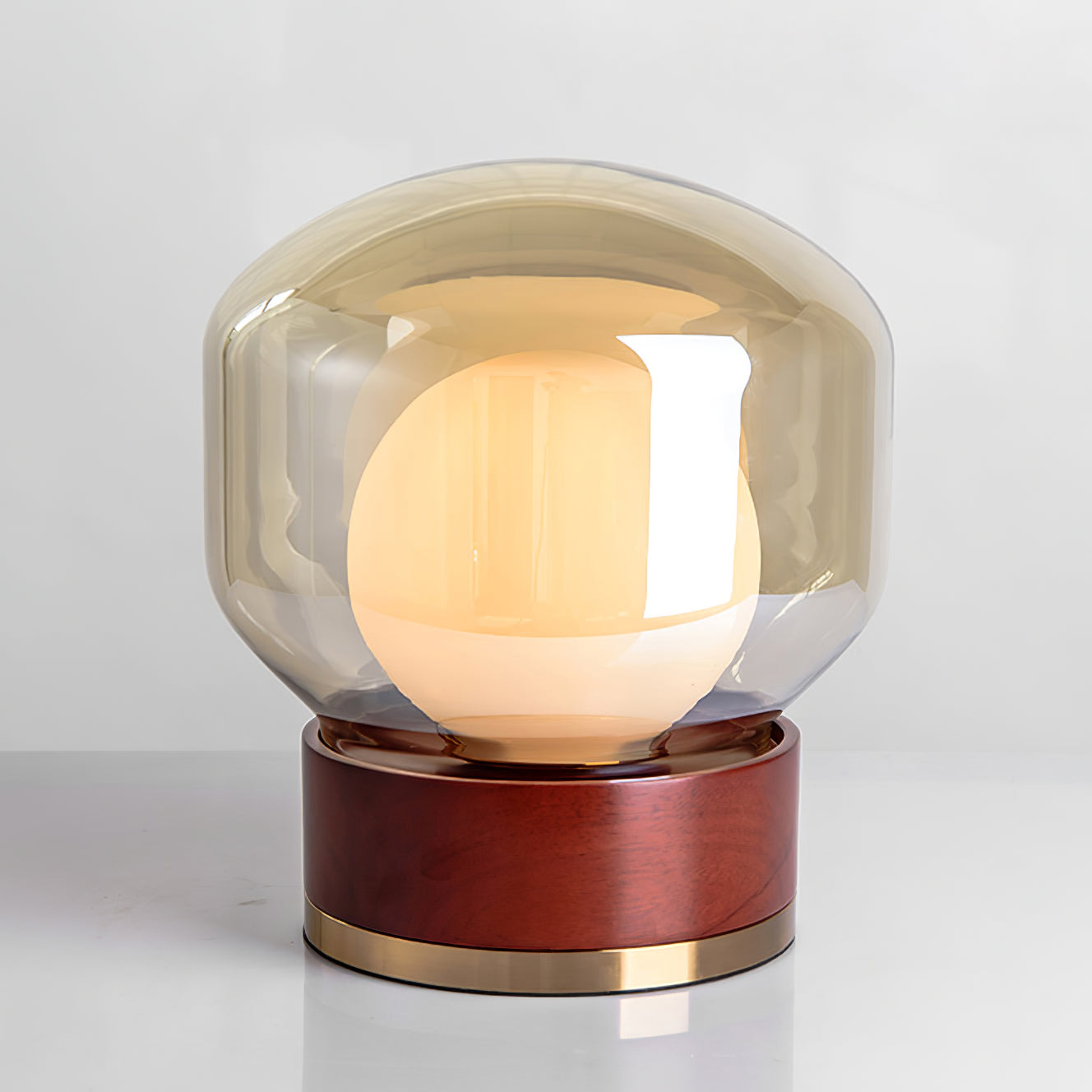 Modern Table Lamp |  Metal Base, LED, Glass Shade