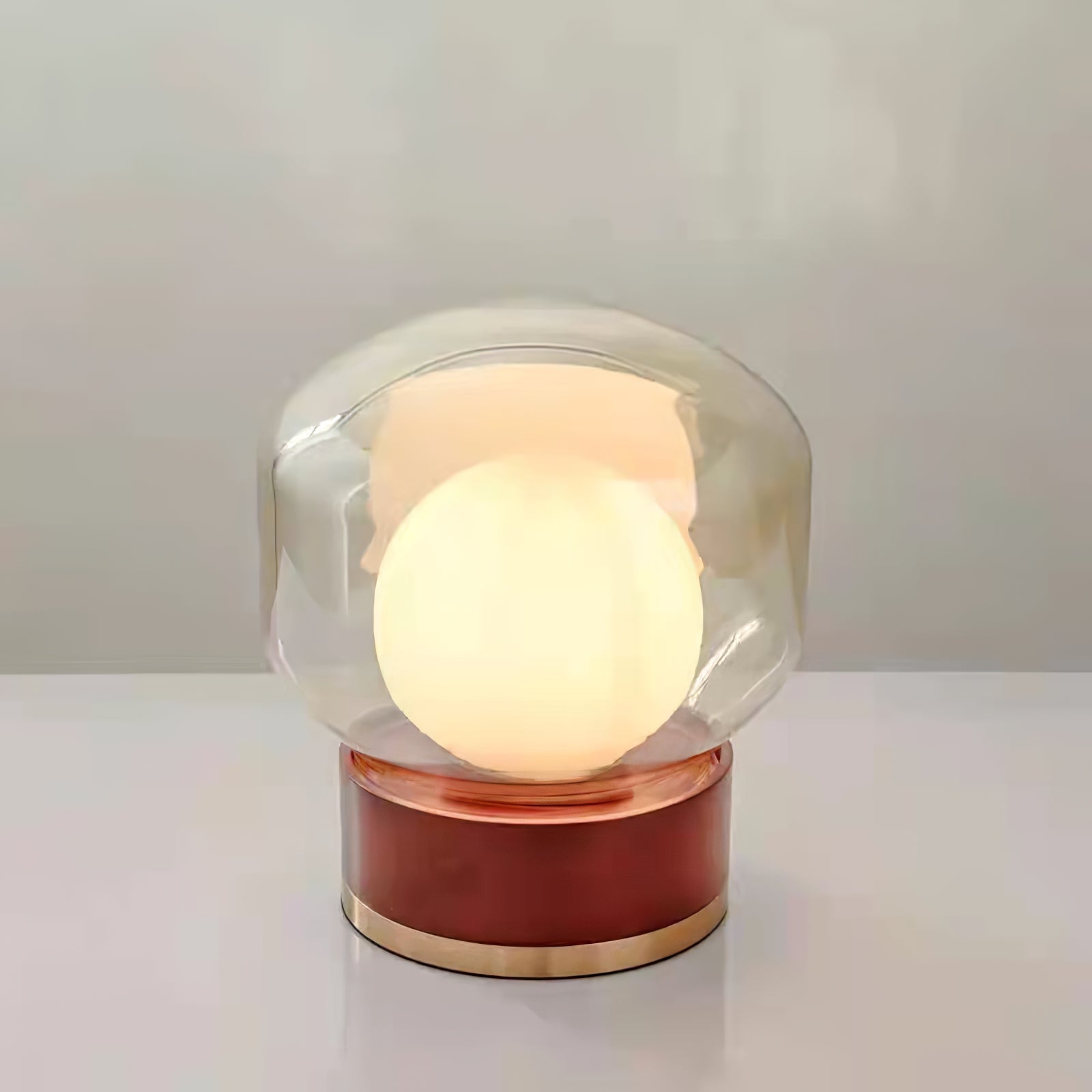 Modern Table Lamp |  Metal Base, LED, Glass Shade