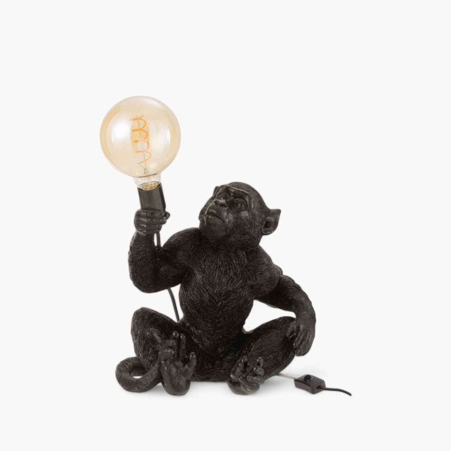 J-Line Monkey Sitting Lamp - Polyresin - black