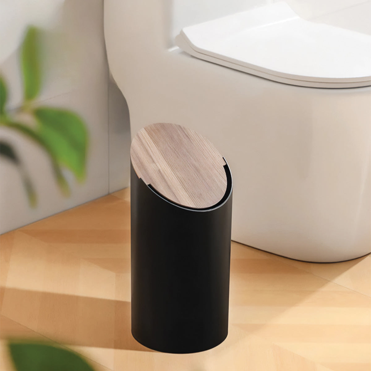 Slanted Maple Waste Bin | Modern Wood Design for Stylish Waste Management