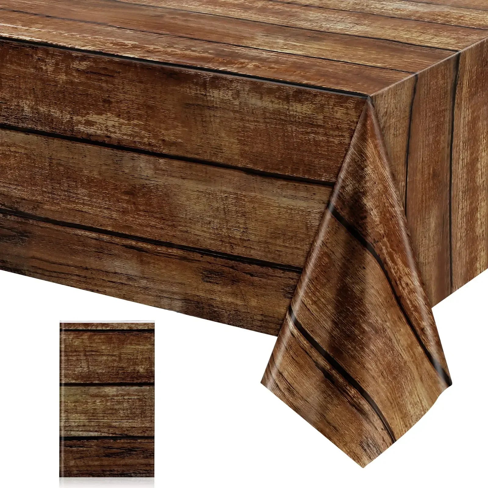 OakStyle | Printed Plastic Table Cover with Wood Grain Design