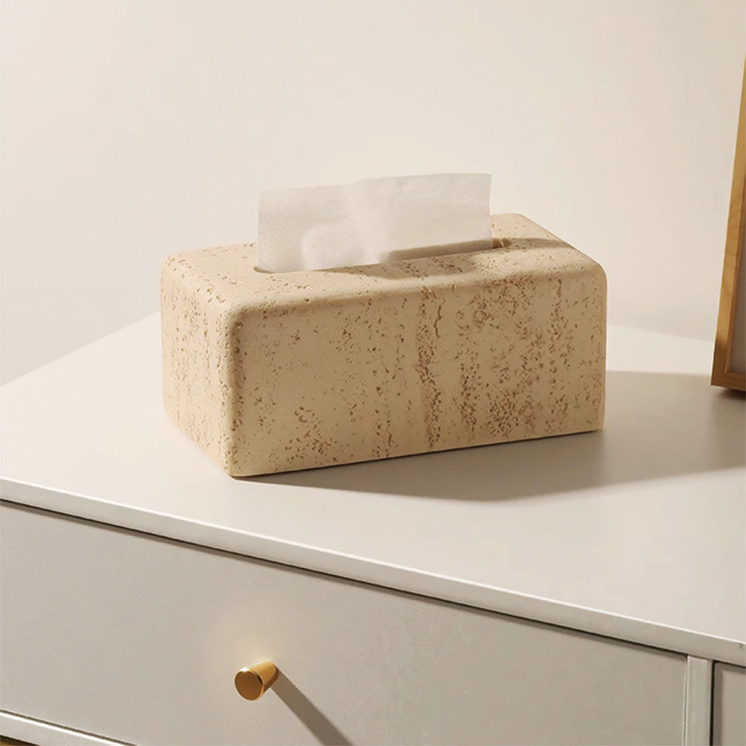 Natural Travertine Tissue Box | Elegant Stone Tissue Holder for Luxurious Decor