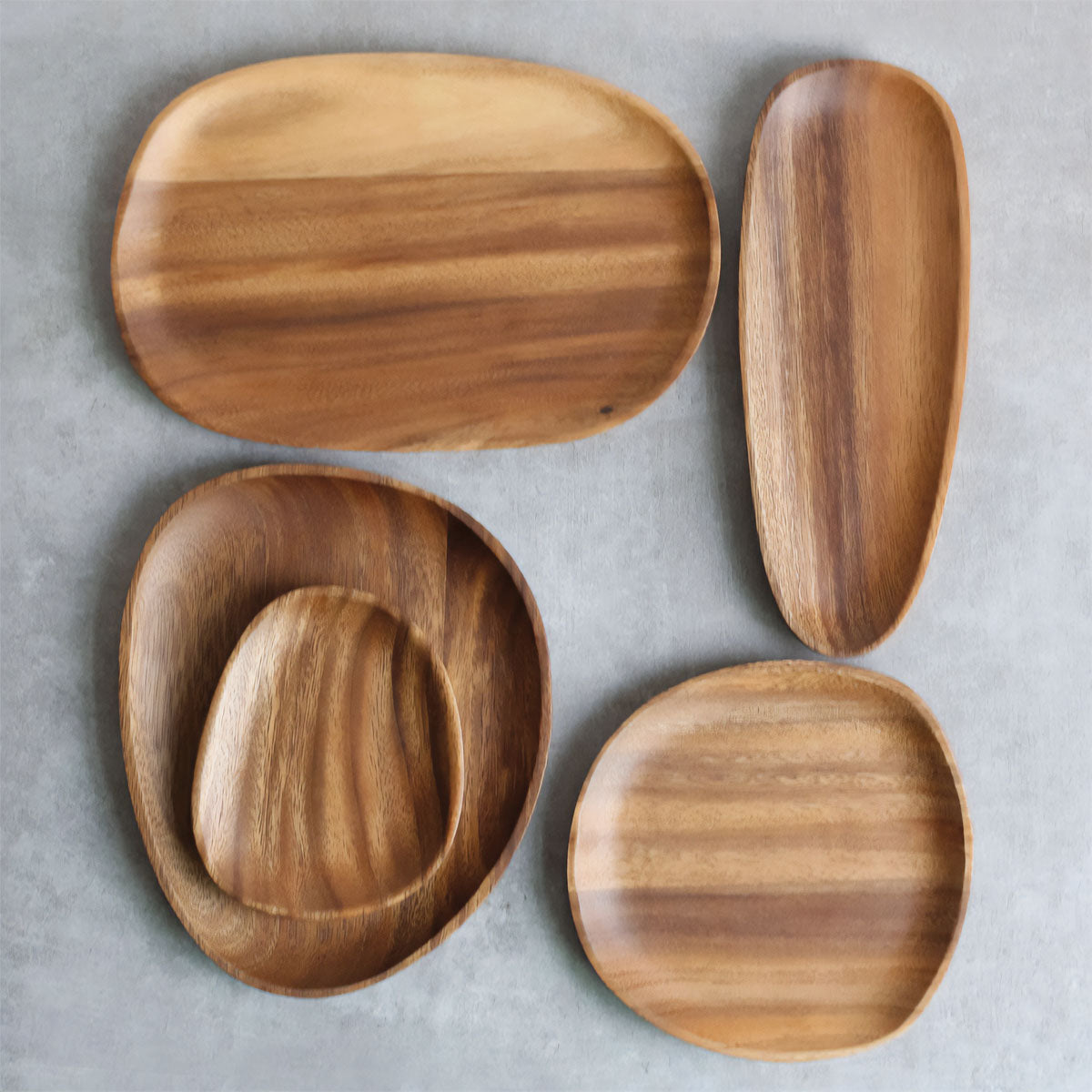 Walnut & Acacia Tray Set | Elegant Wooden Trays for Stylish Serving