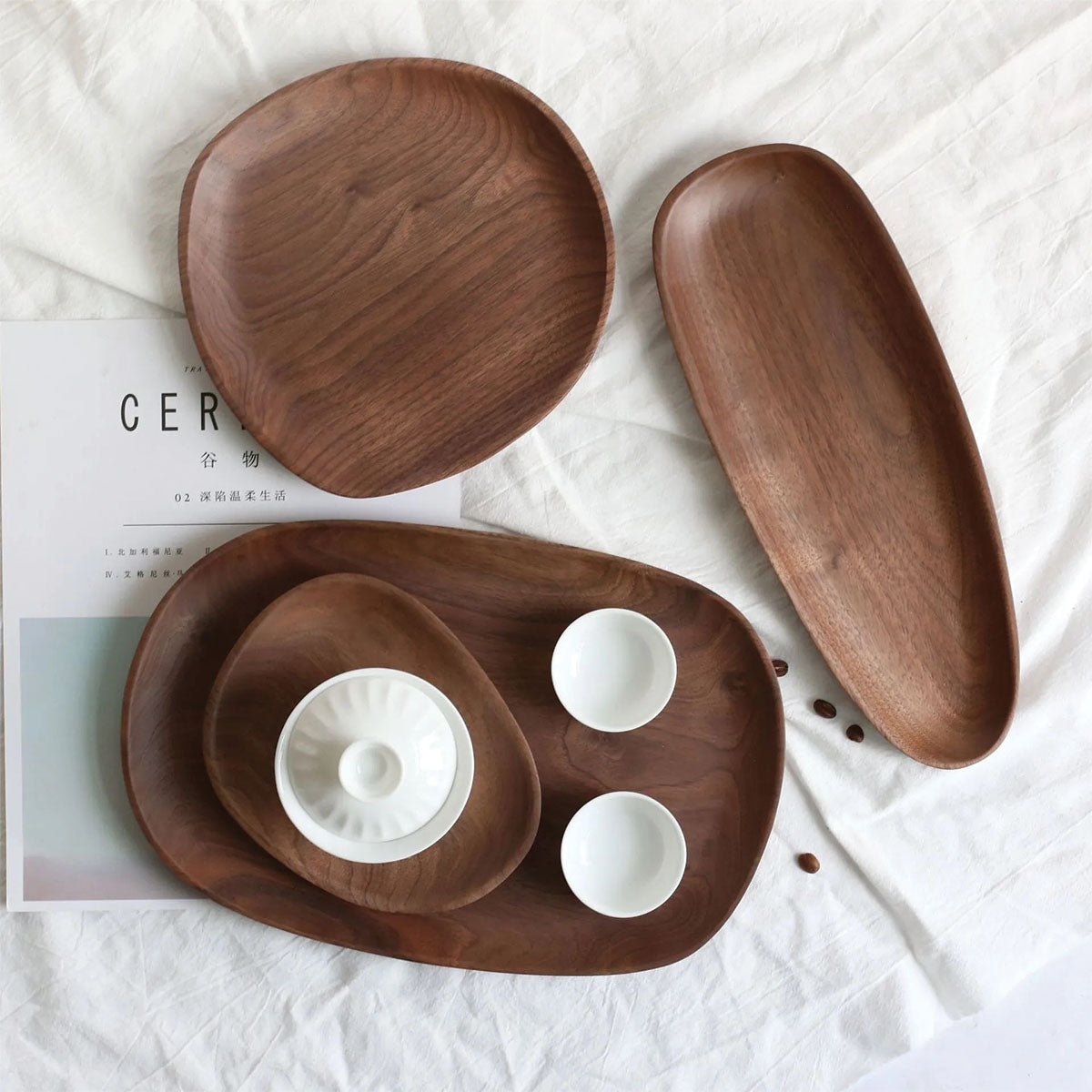 Walnut & Acacia Tray Set | Elegant Wooden Trays for Stylish Serving