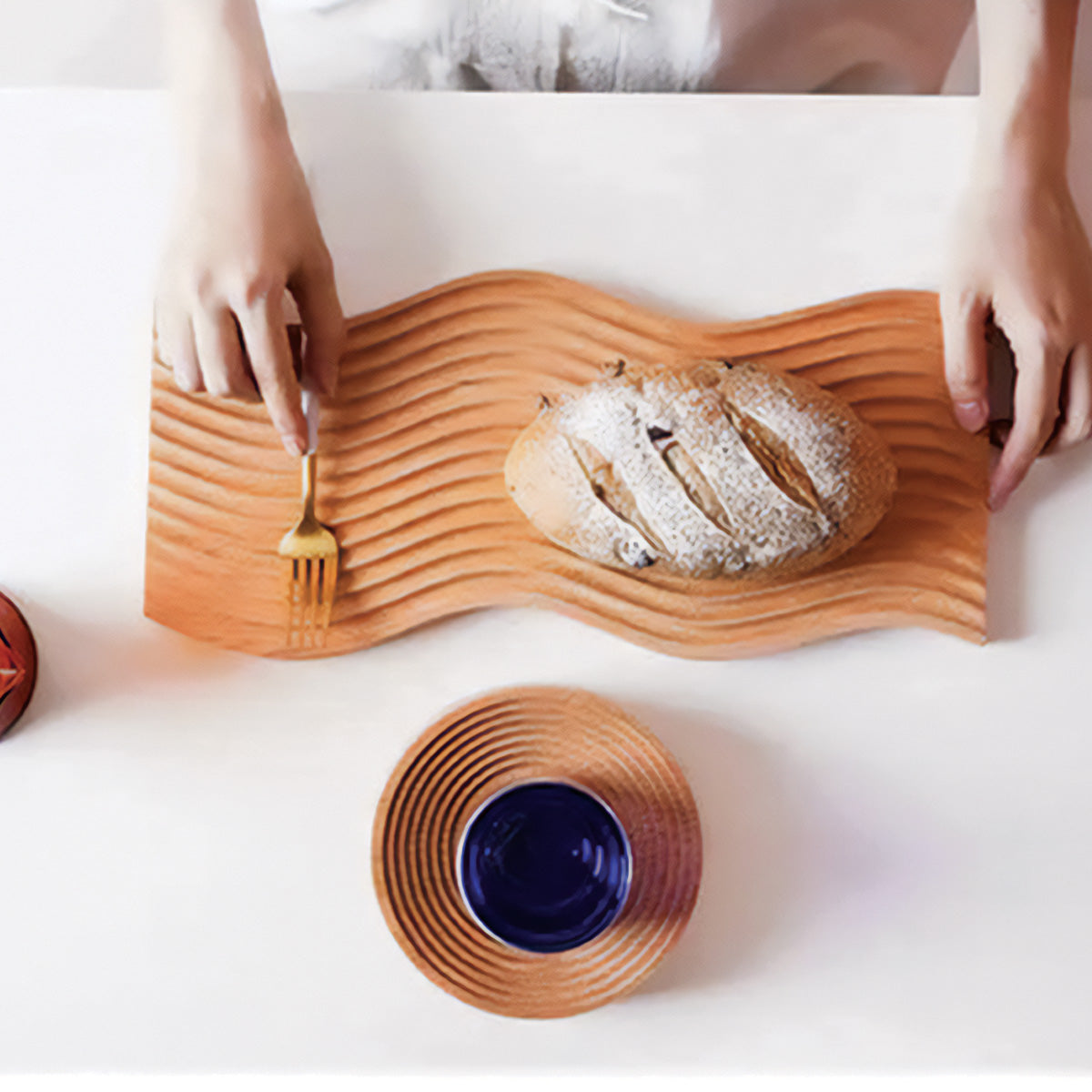 Wavy Wood Tray | Elegant Natural Wooden Serving Tray, Stylish Home Accessory