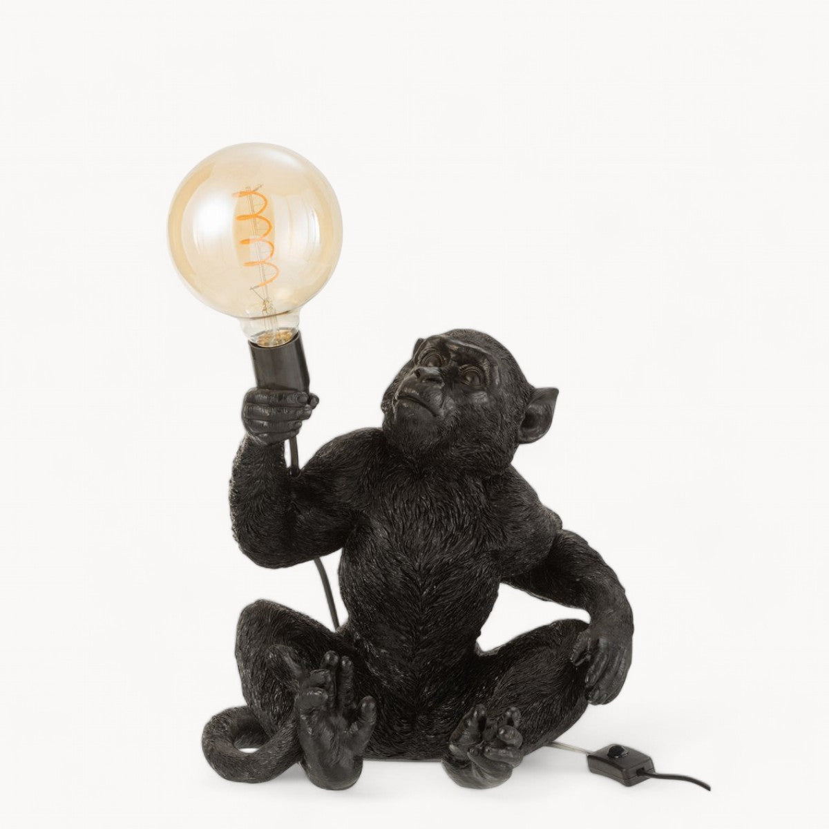 J-Line Monkey Sitting Lamp - Polyresin - black