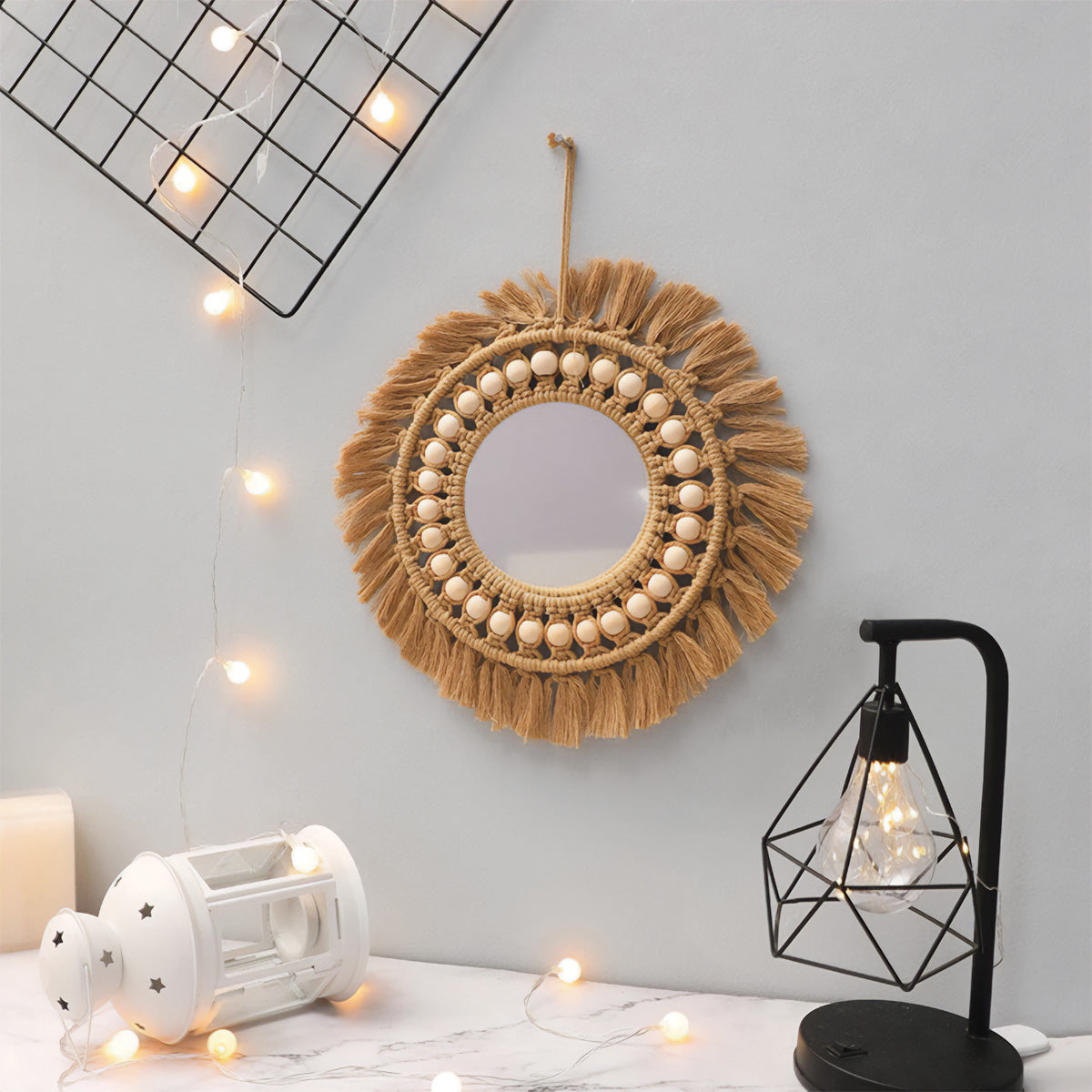 Macrame Mirrors with Beads | Boho Chic Home Decor