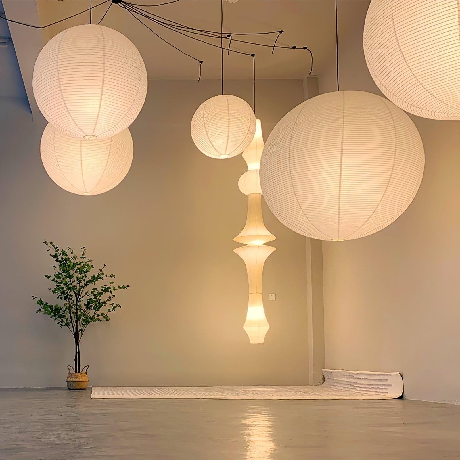 Japanese Rice Paper Pendant Lights | Warm Iron & Paper Lamps