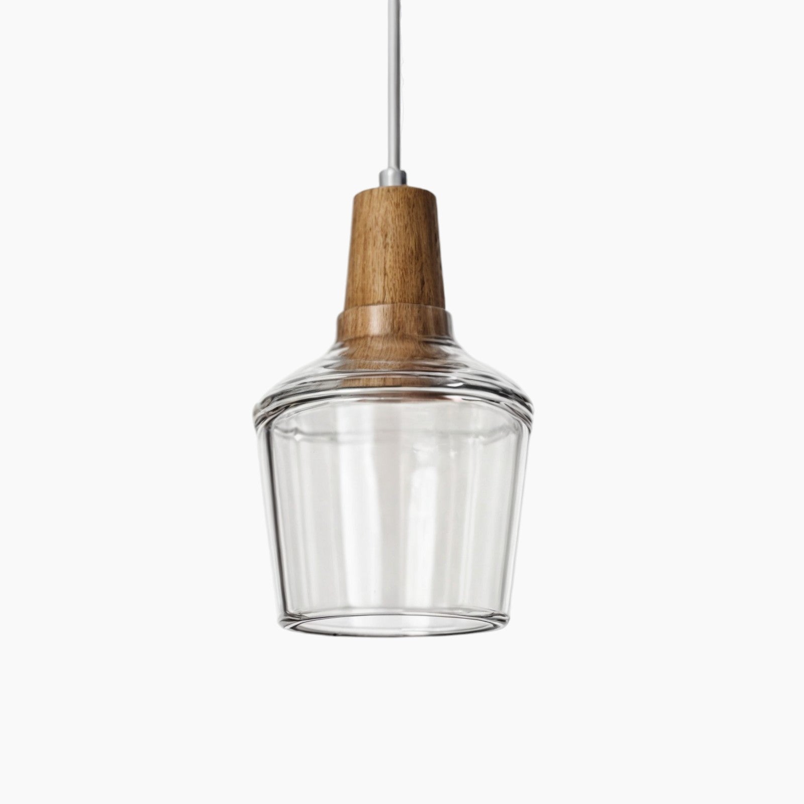 Modern Nordic Glass Pendant Lights | Clear & Amber with Wooden Base