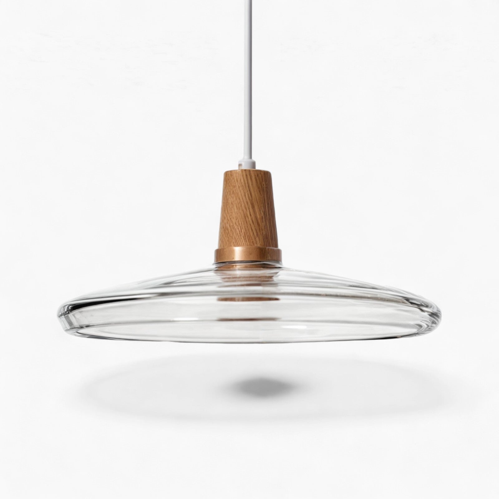 Modern Nordic Glass Pendant Lights | Clear & Amber with Wooden Base