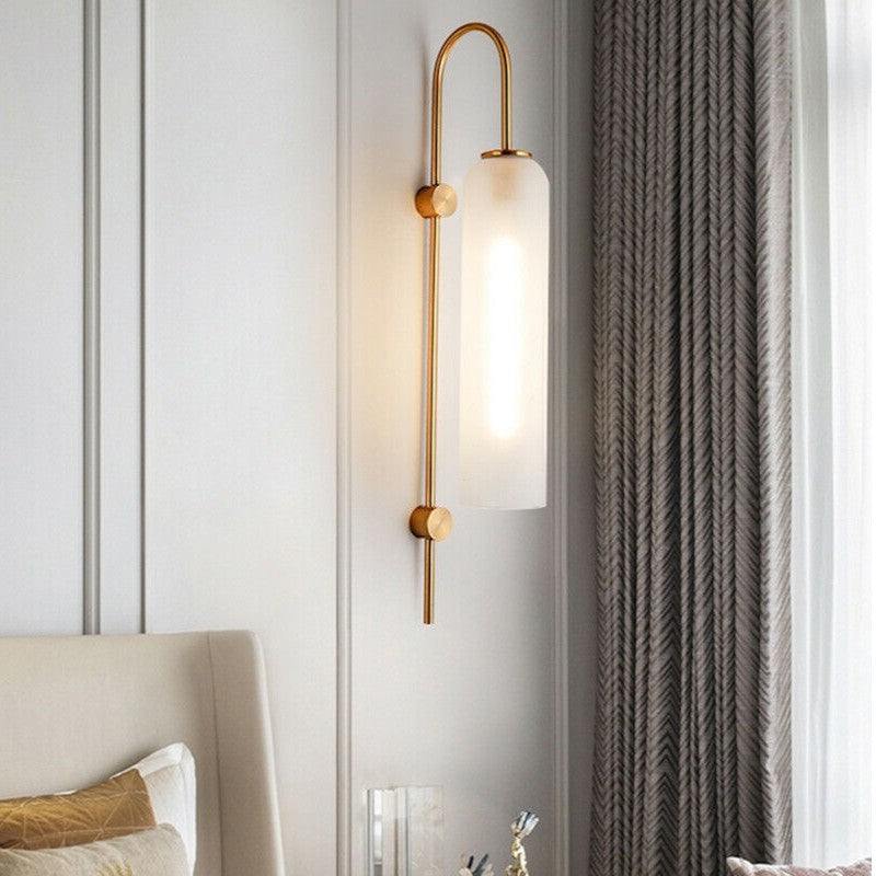 Modern Brass Wall Lights | Fir Green & Matt White, Up/Down LED Lighting