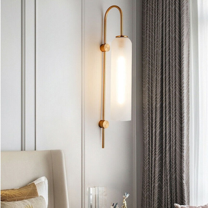 Modern Brass Wall Lights | Fir Green & Matt White, Up/Down LED Lighting