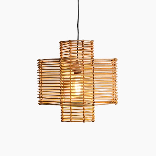 Rattan Boho Pendant Light | Natural, Adjustable, Wired