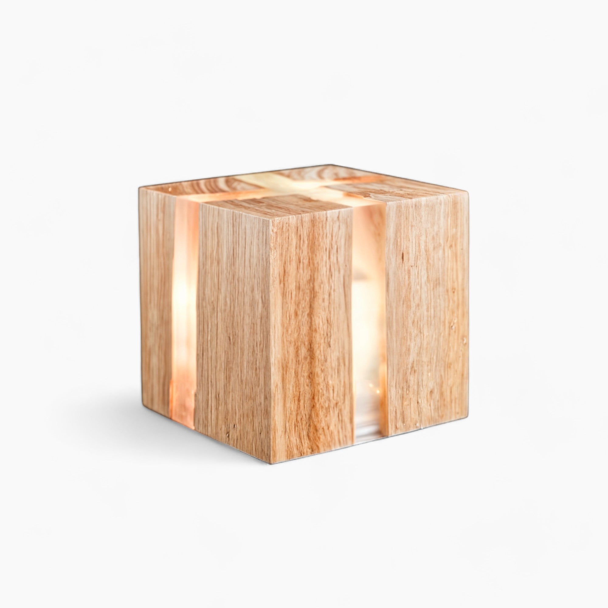 Modern Crackle Wood Table Lamp | Elegant LED Lighting with G4 Interface