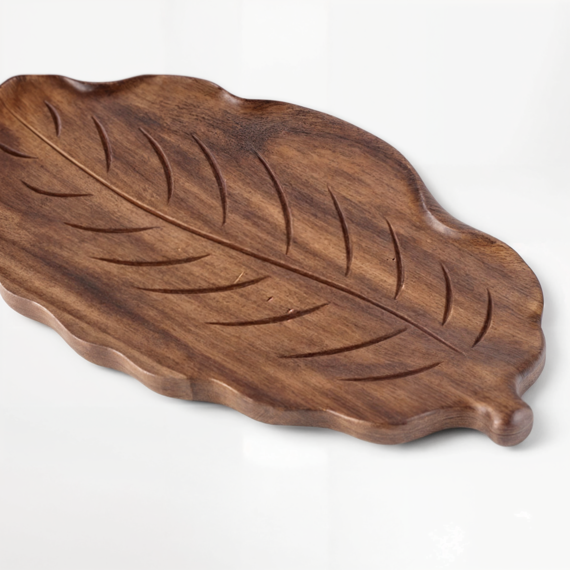 Abstract Walnut Leaf Wooden Serving Tray | Eco-Friendly - Artistic Dessert, Appetizer, Jewellery Organizer