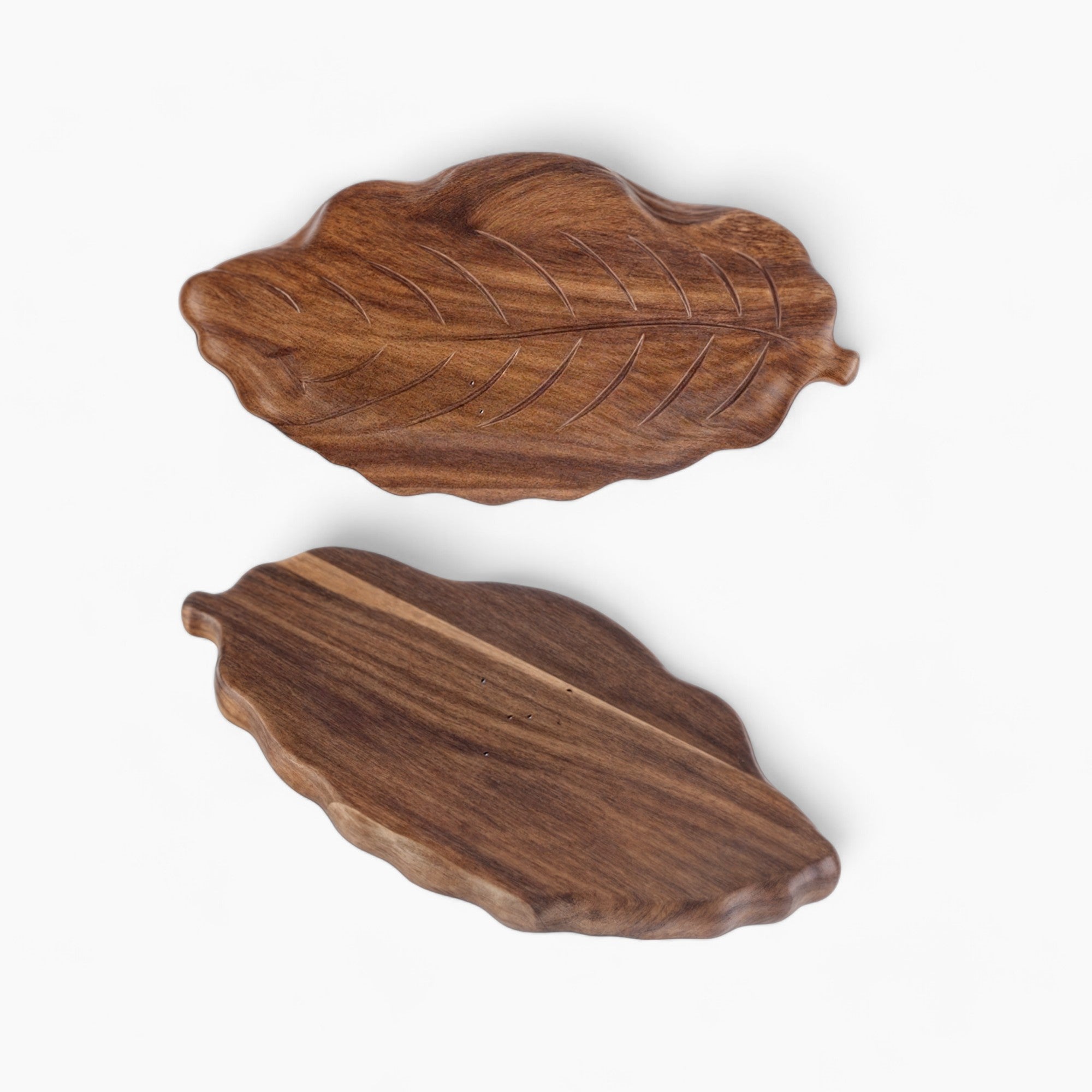 Abstract Walnut Leaf Wooden Serving Tray | Eco-Friendly - Artistic Dessert, Appetizer, Jewellery Organizer