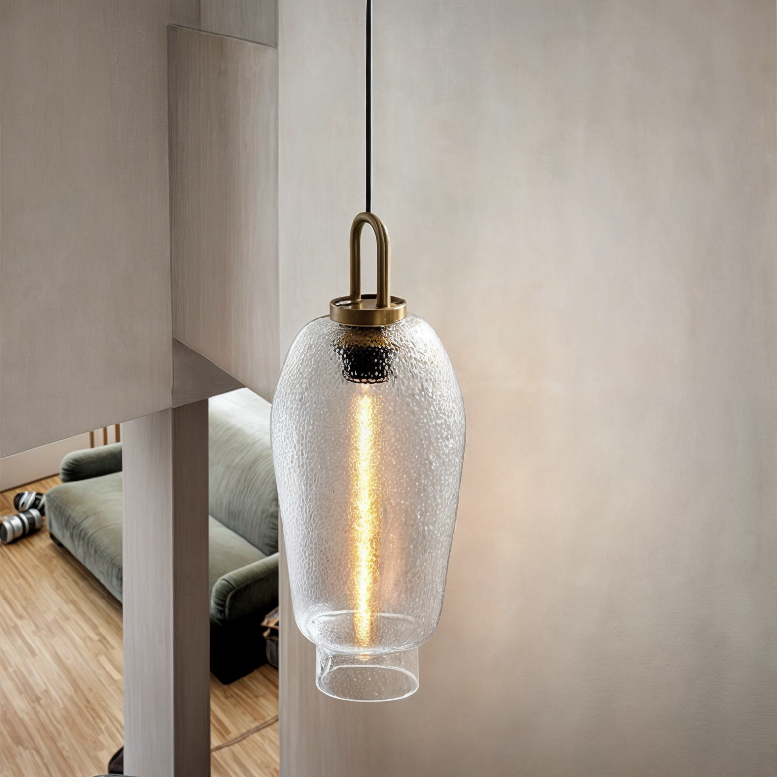 Modern Brass Glass Pendant Light | Elegant Rustic Illumination