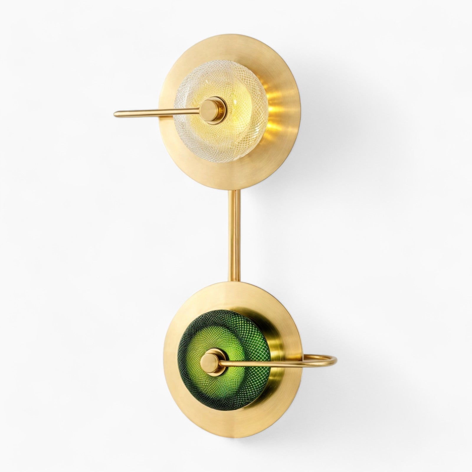 Scandinavian Brass Wall Sconce | Green/Clear Glass, E27 LED, 2/3 Heads