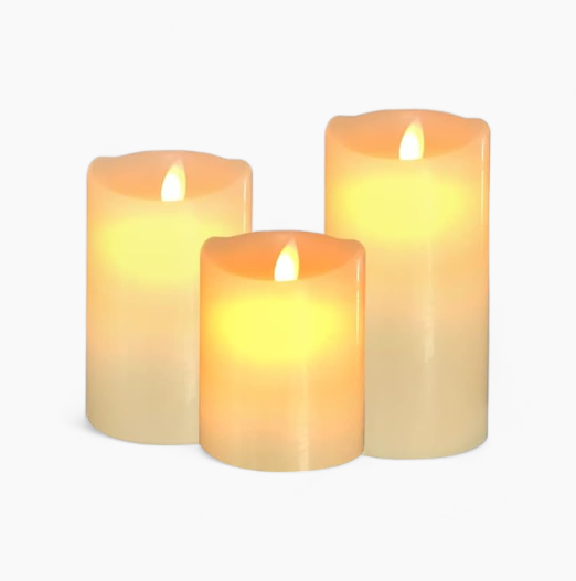 Flameless LED Block Candles | Safe Decorative Battery-Operated Flickering Candles