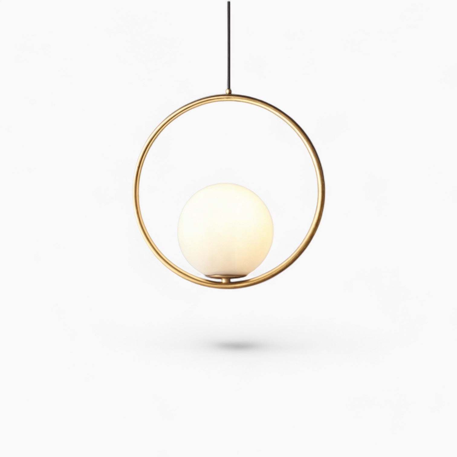 Nordic Pendant Light | Golden Body, Glass Shade, Height-Adjustable